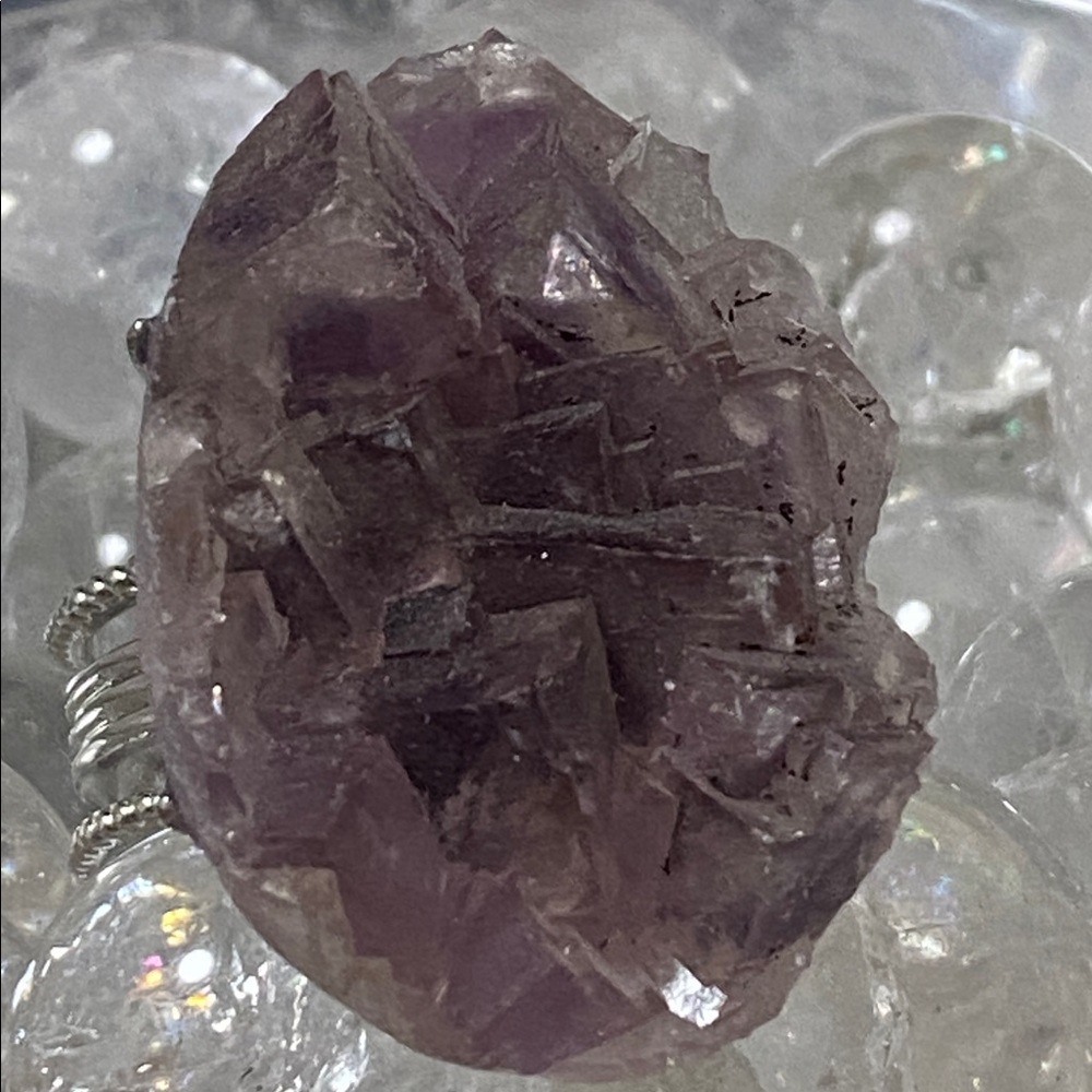 Natural Purple Fluorite Druzy Statement Ring – Raw Mineral Specimen Jewelry